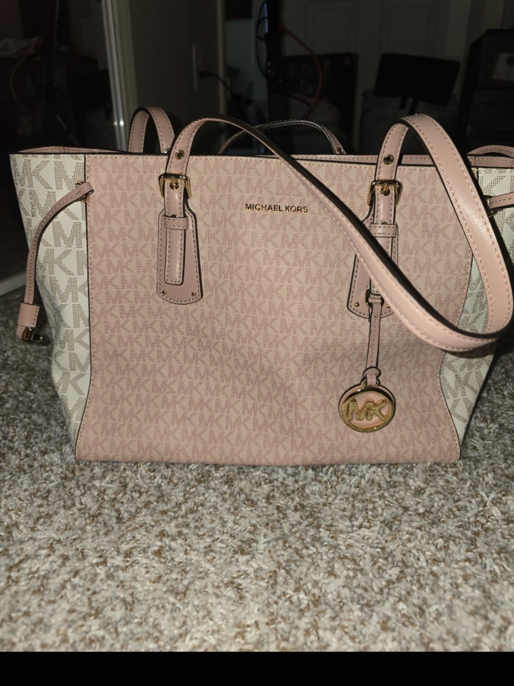 Michael Kors Blush Pink and Vanilla Signature Tote - Picture 2 of 4